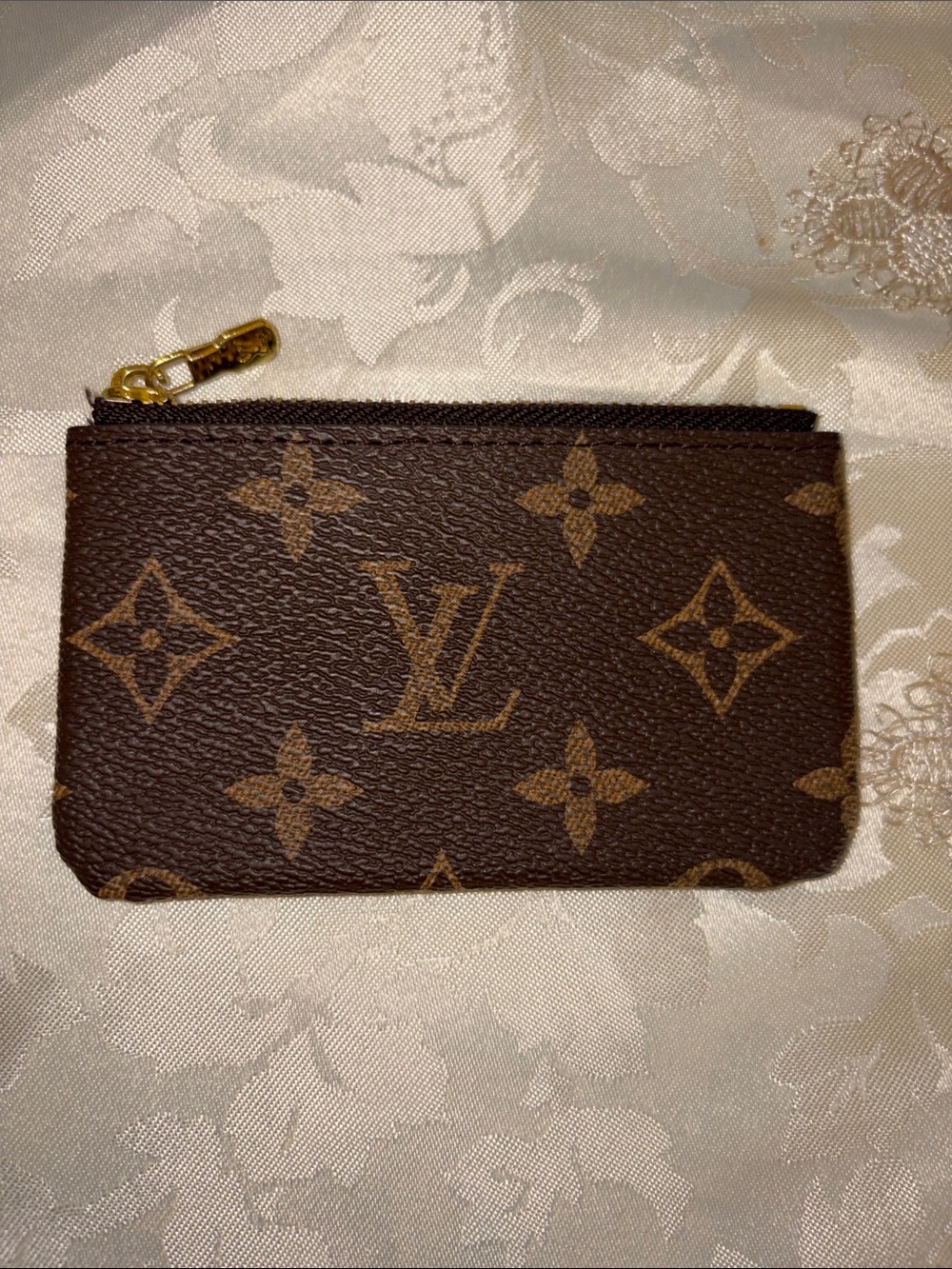 LV Monogram Canvas Card Pouch in Brown and Gold